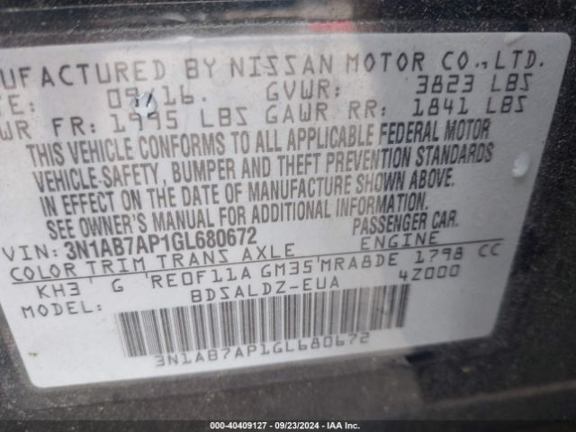 Photo 8 VIN: 3N1AB7AP1GL680672 - NISSAN SENTRA 