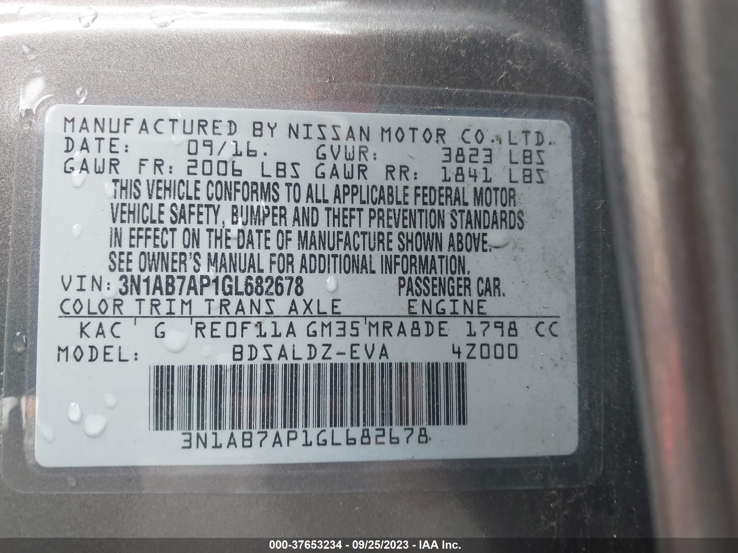 Photo 8 VIN: 3N1AB7AP1GL682678 - NISSAN SENTRA 