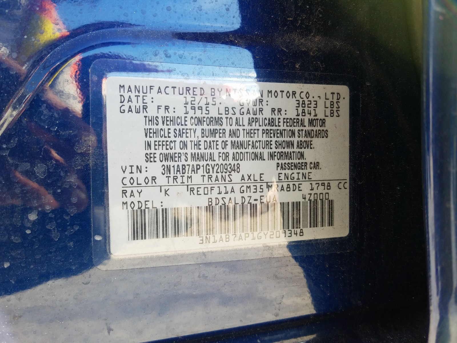 Photo 9 VIN: 3N1AB7AP1GY209348 - NISSAN SENTRA S 