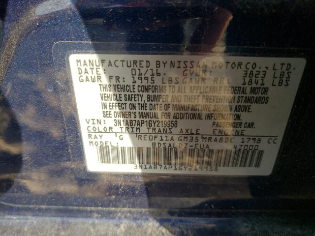 Photo 9 VIN: 3N1AB7AP1GY219958 - NISSAN SENTRA S 