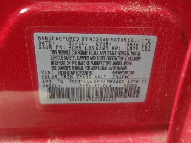 Photo 9 VIN: 3N1AB7AP1GY226151 - NISSAN SENTRA S 