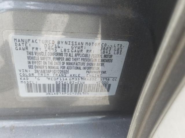 Photo 9 VIN: 3N1AB7AP1GY226926 - NISSAN SENTRA S 