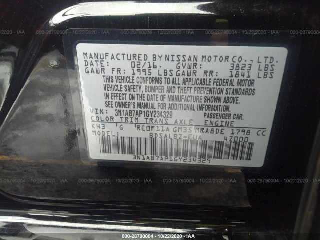 Photo 8 VIN: 3N1AB7AP1GY234329 - NISSAN SENTRA 