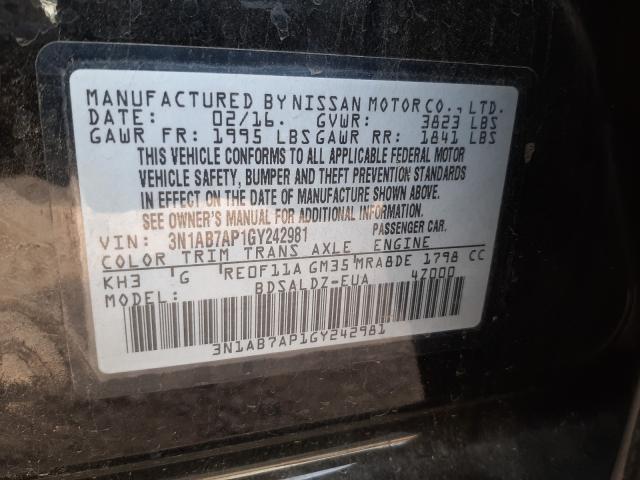 Photo 9 VIN: 3N1AB7AP1GY242981 - NISSAN SENTRA S 