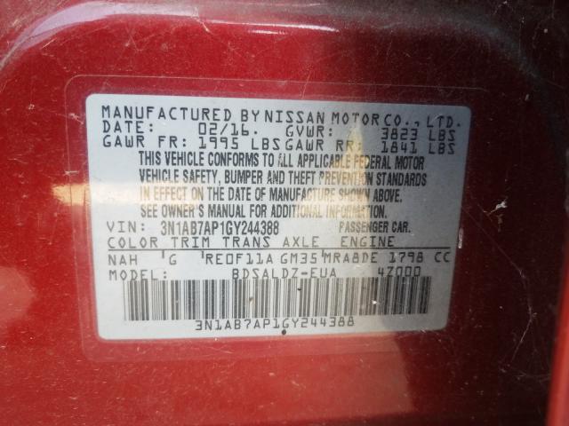 Photo 9 VIN: 3N1AB7AP1GY244388 - NISSAN SENTRA S 