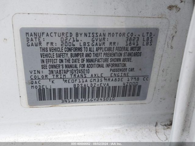 Photo 8 VIN: 3N1AB7AP1GY245010 - NISSAN SENTRA 