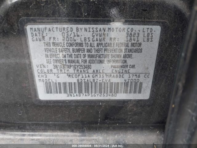 Photo 8 VIN: 3N1AB7AP1GY253480 - NISSAN SENTRA 