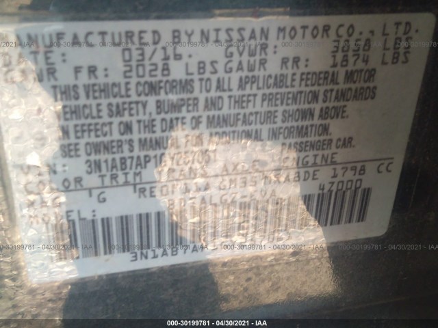 Photo 8 VIN: 3N1AB7AP1GY257061 - NISSAN SENTRA 