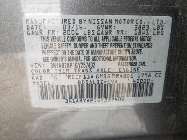 Photo 9 VIN: 3N1AB7AP1GY257402 - NISSAN SENTRA S 