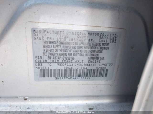 Photo 8 VIN: 3N1AB7AP1GY258176 - NISSAN SENTRA 