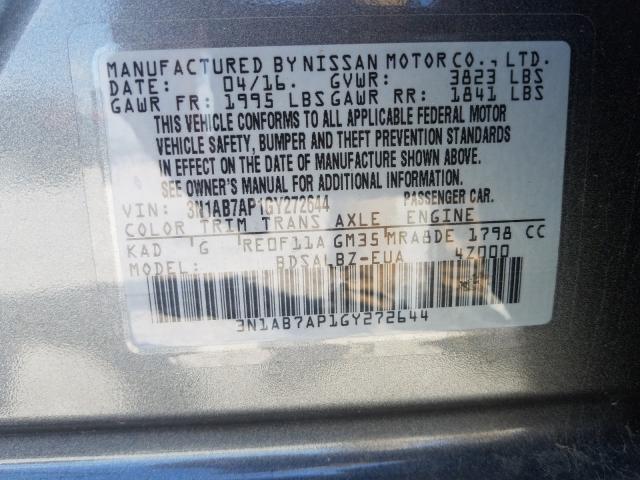 Photo 9 VIN: 3N1AB7AP1GY272644 - NISSAN SENTRA S 