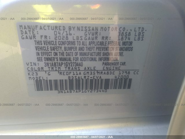 Photo 8 VIN: 3N1AB7AP1GY273440 - NISSAN SENTRA 