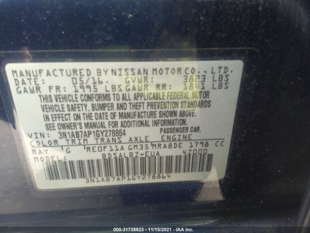 Photo 8 VIN: 3N1AB7AP1GY278864 - NISSAN SENTRA 