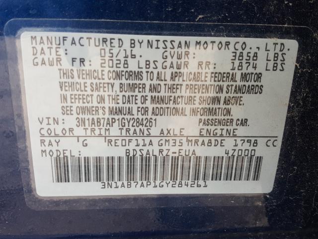 Photo 9 VIN: 3N1AB7AP1GY284261 - NISSAN SENTRA S 