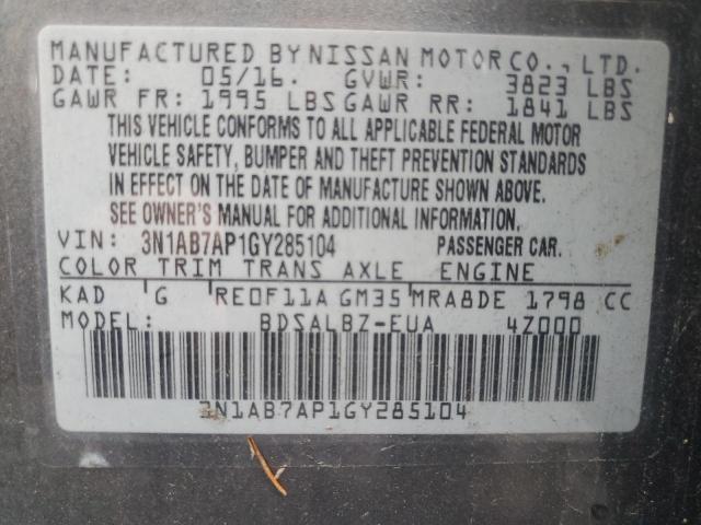 Photo 11 VIN: 3N1AB7AP1GY285104 - NISSAN SENTRA S 