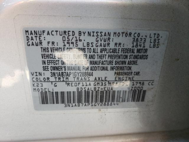 Photo 9 VIN: 3N1AB7AP1GY288844 - NISSAN SENTRA S 