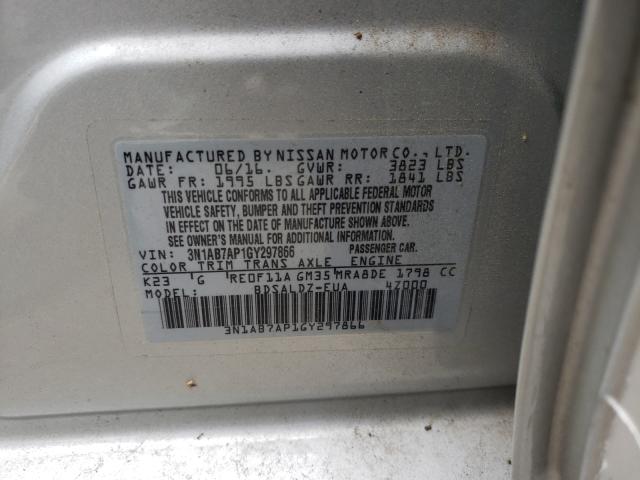 Photo 9 VIN: 3N1AB7AP1GY297866 - NISSAN SENTRA S 