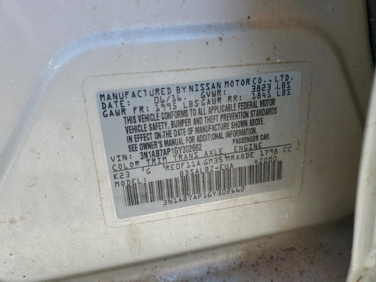 Photo 11 VIN: 3N1AB7AP1GY302662 - NISSAN SENTRA 