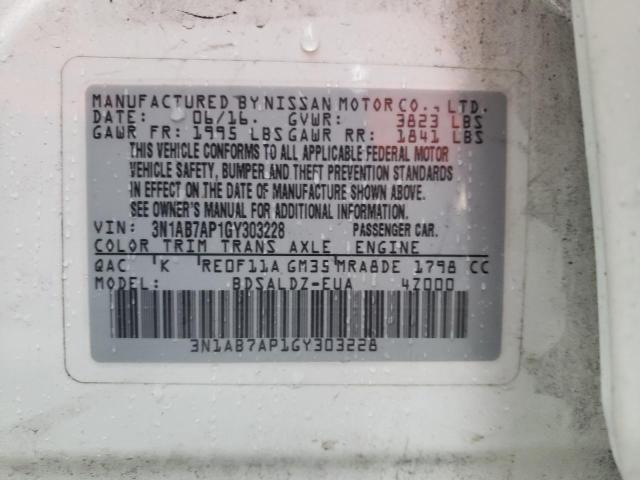 Photo 11 VIN: 3N1AB7AP1GY303228 - NISSAN SENTRA S 