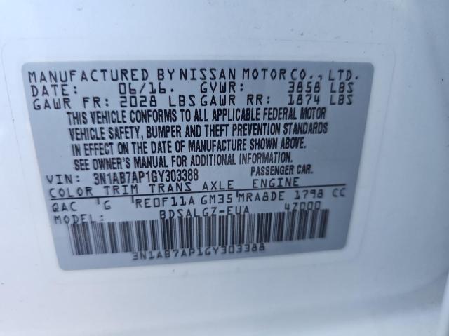 Photo 9 VIN: 3N1AB7AP1GY303388 - NISSAN SENTRA S 