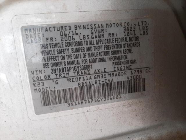 Photo 11 VIN: 3N1AB7AP1GY306081 - NISSAN SENTRA S 