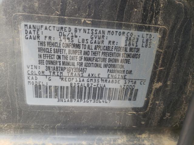 Photo 9 VIN: 3N1AB7AP1GY306467 - NISSAN SENTRA S 