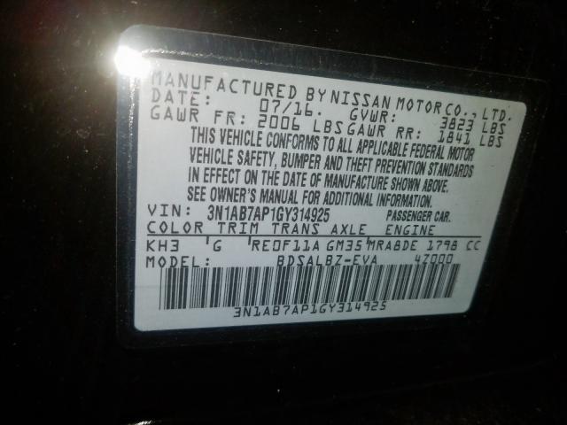 Photo 9 VIN: 3N1AB7AP1GY314925 - NISSAN SENTRA S 