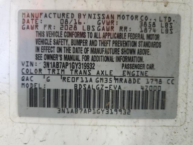 Photo 12 VIN: 3N1AB7AP1GY319932 - NISSAN SENTRA 