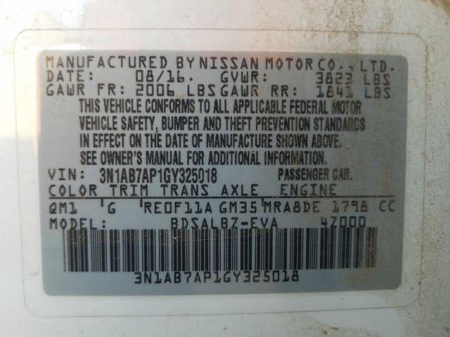 Photo 9 VIN: 3N1AB7AP1GY325018 - NISSAN SENTRA S 