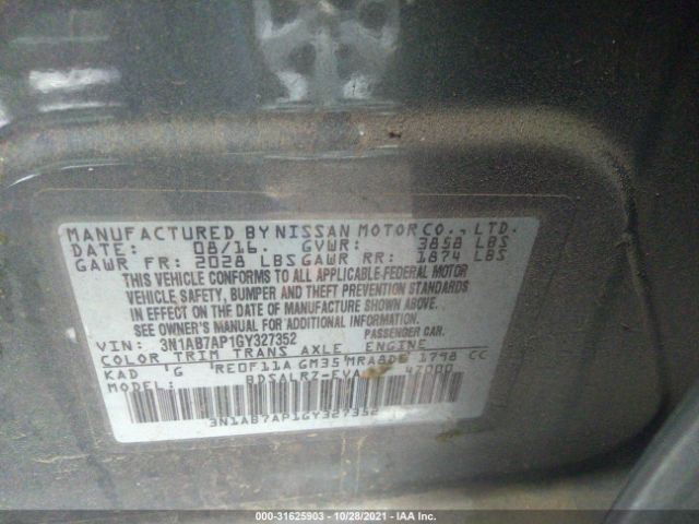 Photo 8 VIN: 3N1AB7AP1GY327352 - NISSAN SENTRA 