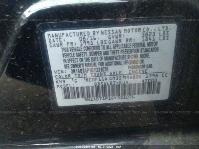 Photo 8 VIN: 3N1AB7AP1GY331076 - NISSAN SENTRA 