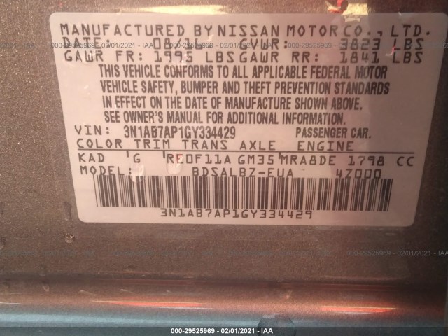 Photo 8 VIN: 3N1AB7AP1GY334429 - NISSAN SENTRA 