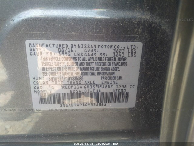 Photo 8 VIN: 3N1AB7AP1GY335385 - NISSAN SENTRA 