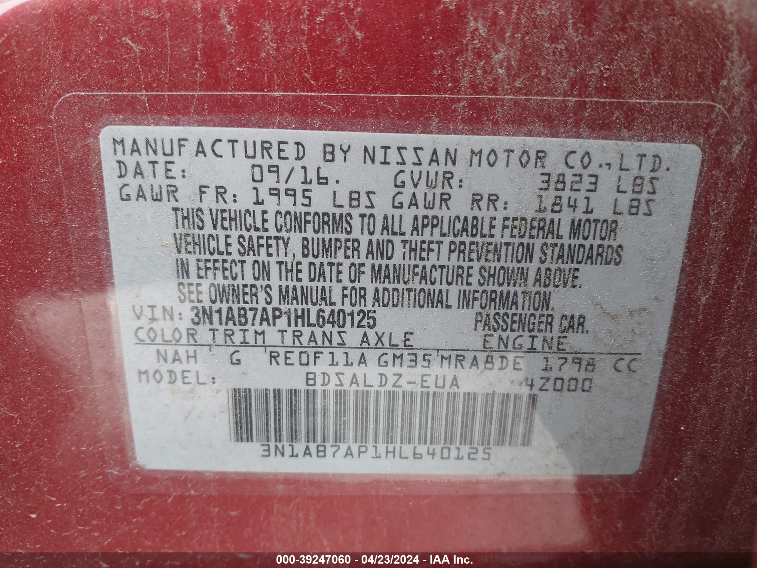 Photo 8 VIN: 3N1AB7AP1HL640125 - NISSAN SENTRA 