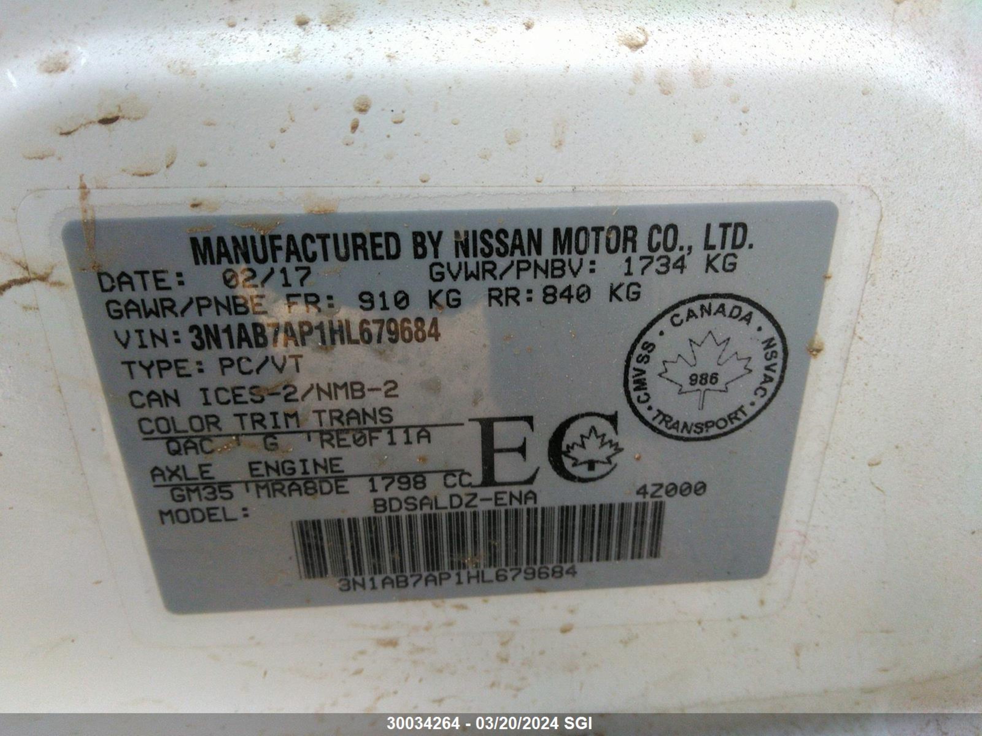 Photo 8 VIN: 3N1AB7AP1HL679684 - NISSAN SENTRA 