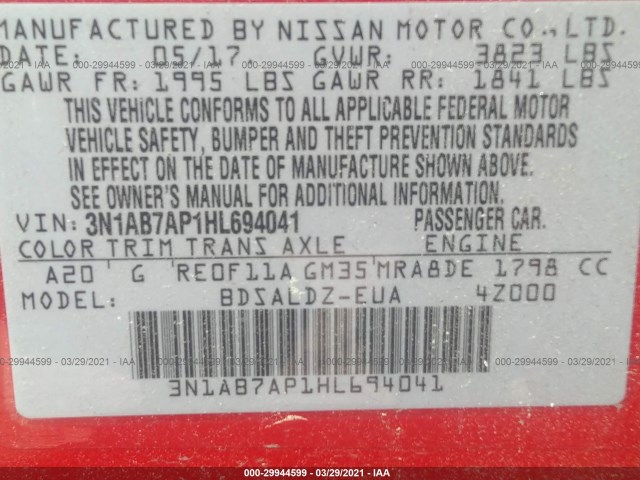 Photo 8 VIN: 3N1AB7AP1HL694041 - NISSAN SENTRA 