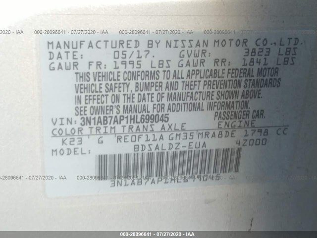 Photo 8 VIN: 3N1AB7AP1HL699045 - NISSAN SENTRA 