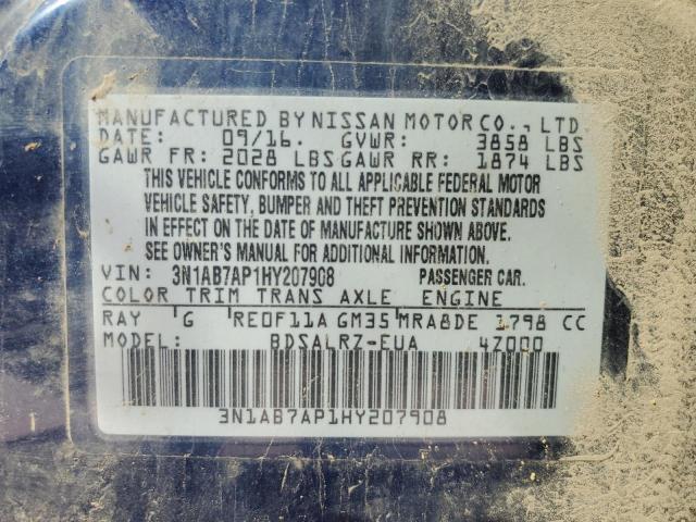 Photo 9 VIN: 3N1AB7AP1HY207908 - NISSAN SENTRA S 