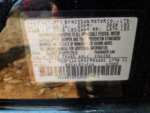 Photo 9 VIN: 3N1AB7AP1HY217919 - NISSAN SENTRA S 