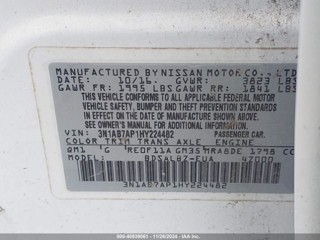 Photo 8 VIN: 3N1AB7AP1HY224482 - NISSAN SENTRA 