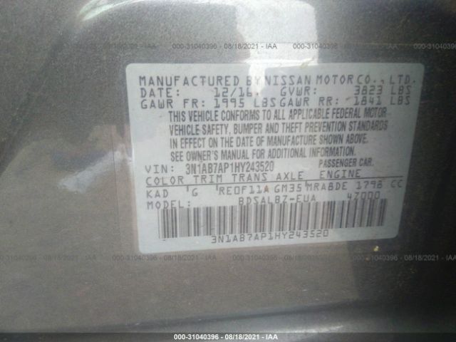 Photo 8 VIN: 3N1AB7AP1HY243520 - NISSAN SENTRA 