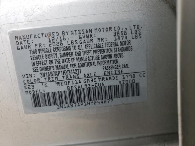 Photo 9 VIN: 3N1AB7AP1HY244277 - NISSAN SENTRA S 