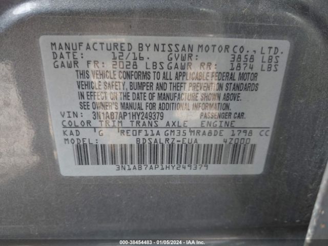 Photo 8 VIN: 3N1AB7AP1HY249379 - NISSAN SENTRA 