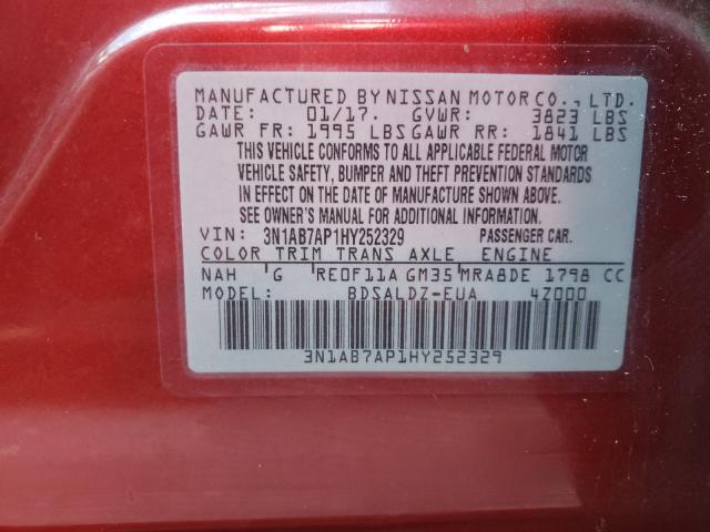 Photo 9 VIN: 3N1AB7AP1HY252329 - NISSAN SENTRA S 