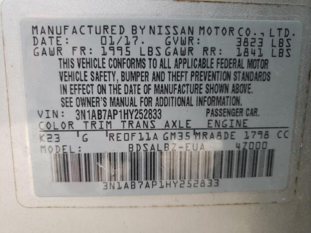 Photo 12 VIN: 3N1AB7AP1HY252833 - NISSAN SENTRA 