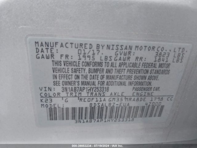 Photo 8 VIN: 3N1AB7AP1HY253318 - NISSAN SENTRA 