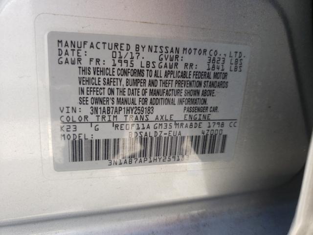 Photo 9 VIN: 3N1AB7AP1HY259183 - NISSAN SENTRA S 