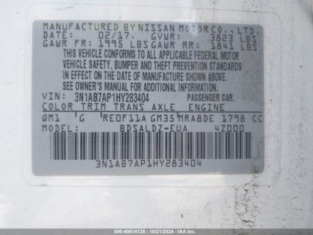 Photo 8 VIN: 3N1AB7AP1HY283404 - NISSAN SENTRA 