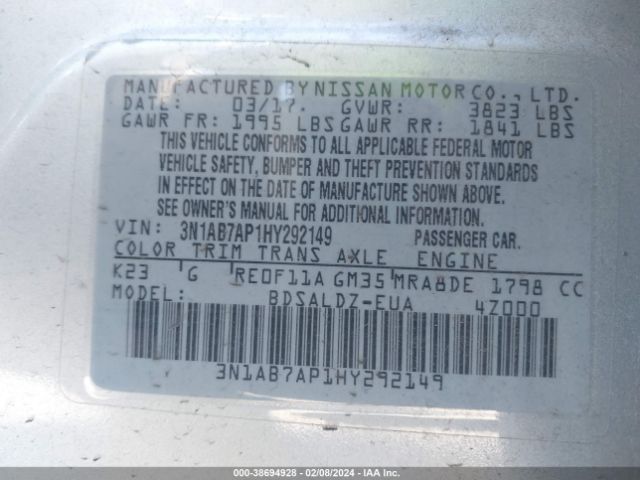 Photo 8 VIN: 3N1AB7AP1HY292149 - NISSAN SENTRA 