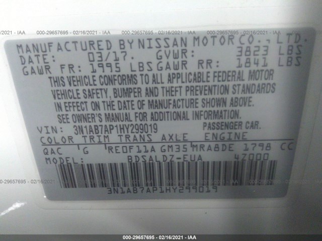 Photo 8 VIN: 3N1AB7AP1HY299019 - NISSAN SENTRA 